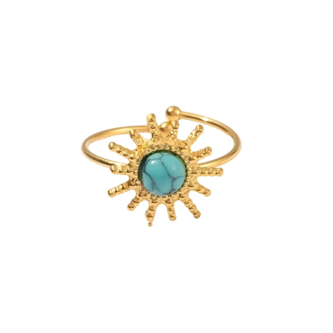 Bohemian Style Natural Stones Malachite Rings