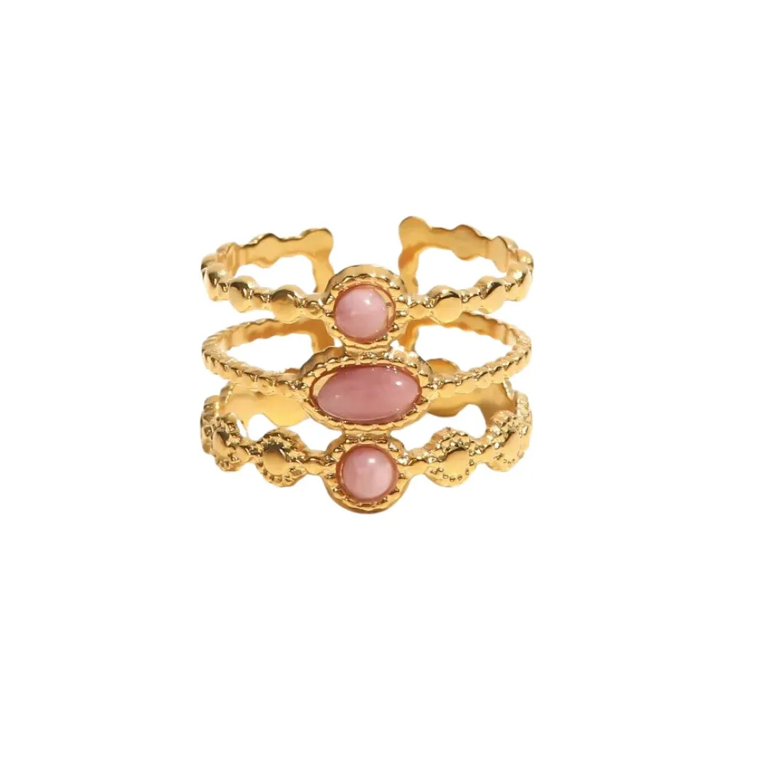 Bohemian Style Natural Stones Malachite Rings