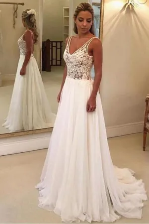 Bohemian Style Wedding Gown Lace Chiffon Skirt