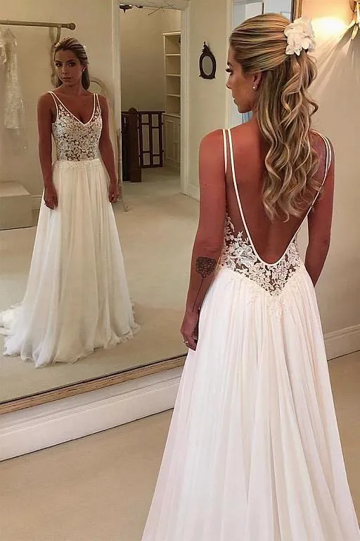 Bohemian Style Wedding Gown Lace Chiffon Skirt