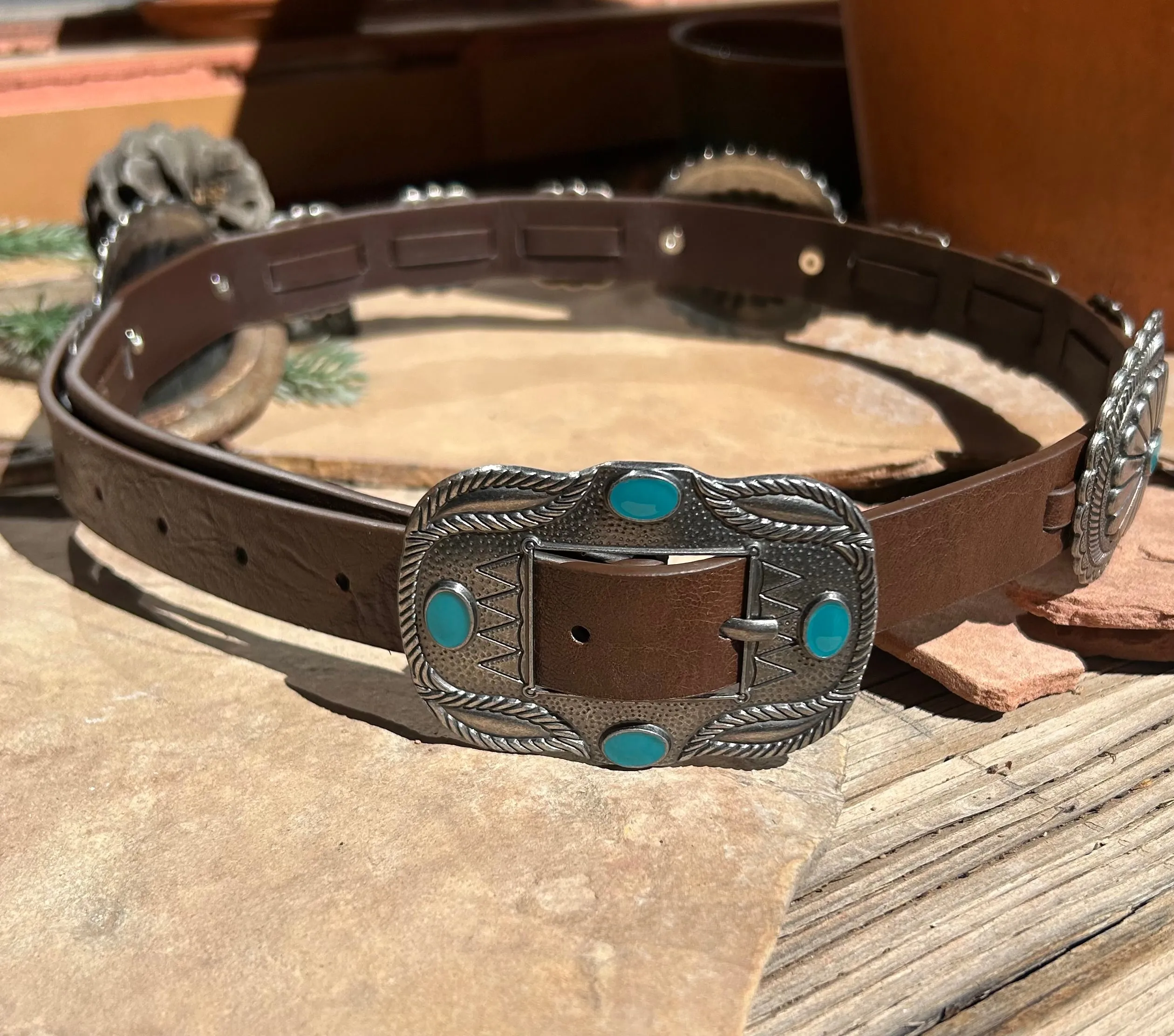 Boho Turquoise Concho Belt with Western Accents
