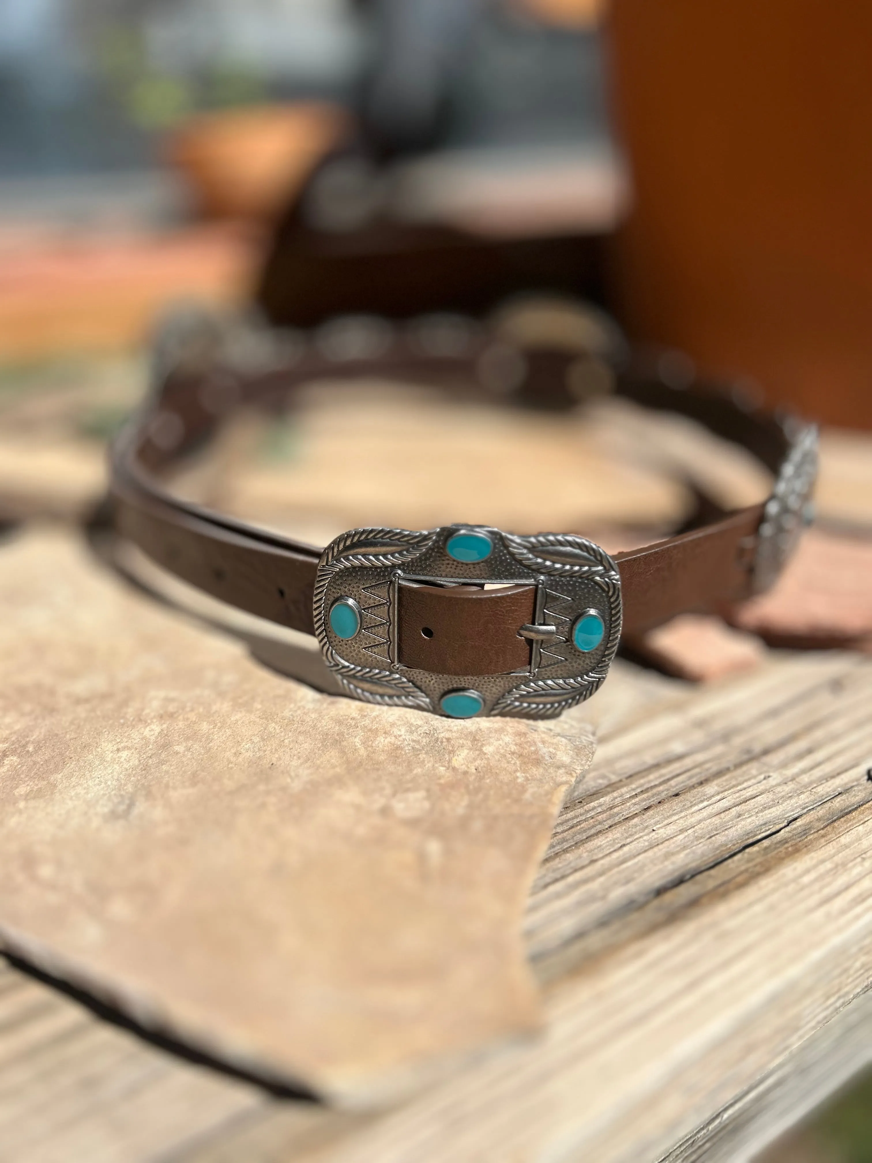 Boho Turquoise Concho Belt with Western Accents