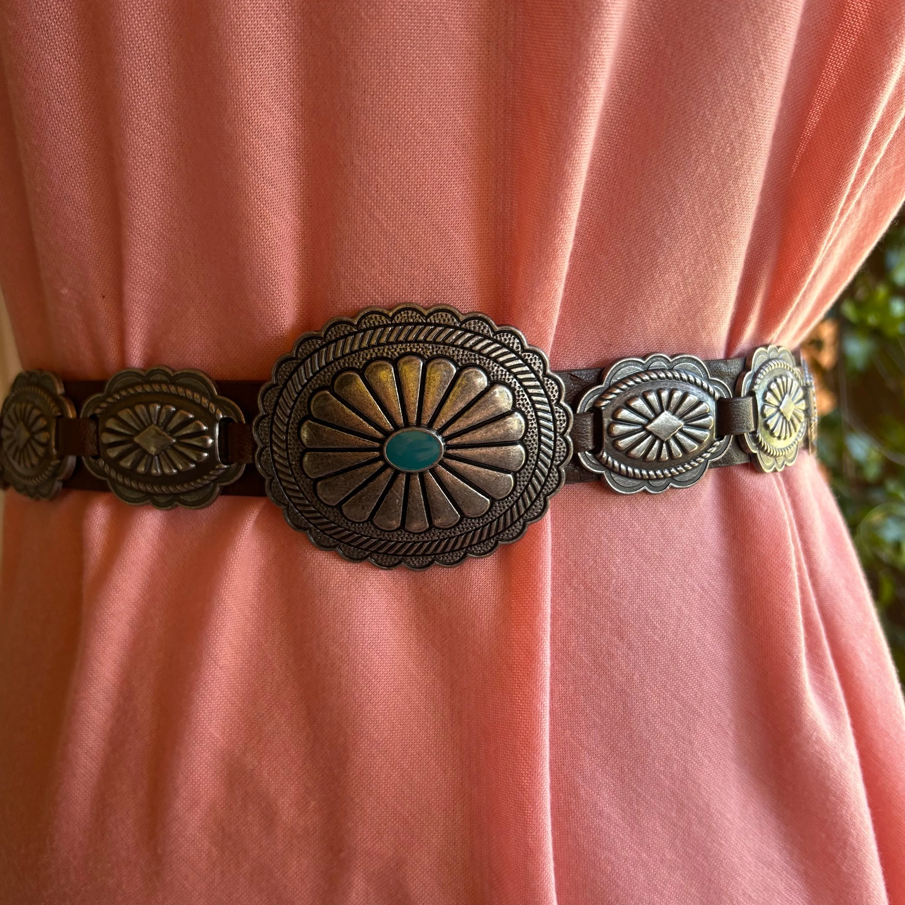 Boho Turquoise Concho Belt with Western Accents