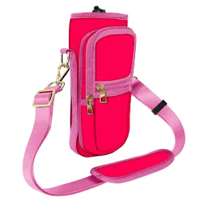 Bold Red Minimalist Bottle Carrier with Adjustable Strap