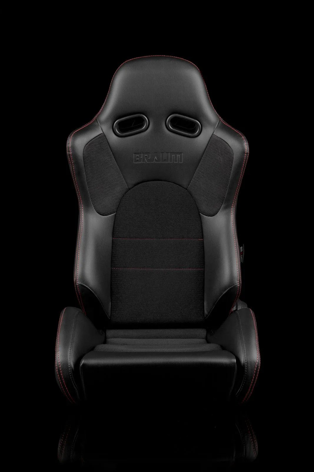 Braum Advan Series Sport Seats - Black Leatherette / Red Stitching (PAIR)