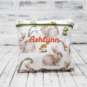 Bunny with Mushrooms Personalized Reusable Food Bag