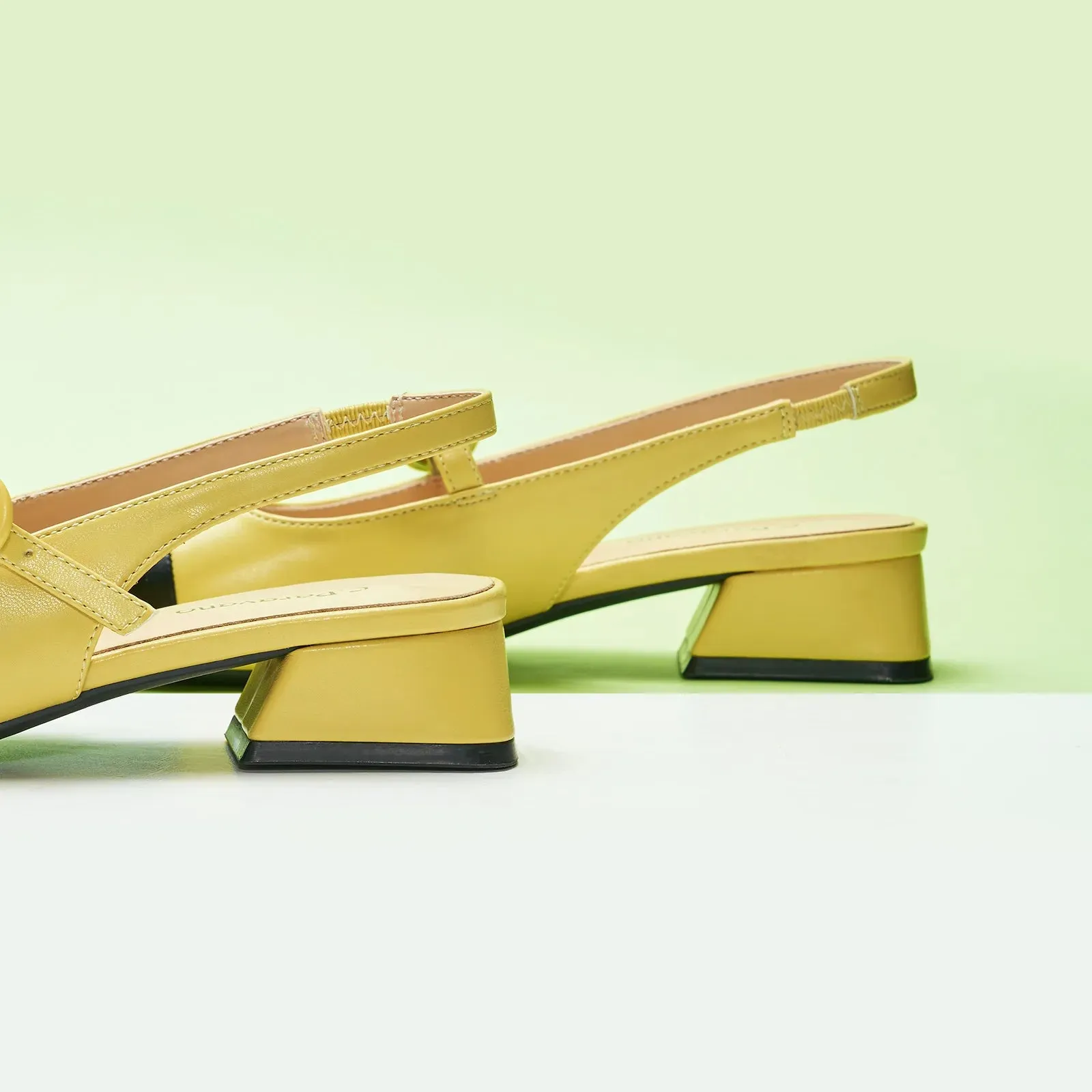 Cape Toe Block Heel Slingbacks(Kara F)