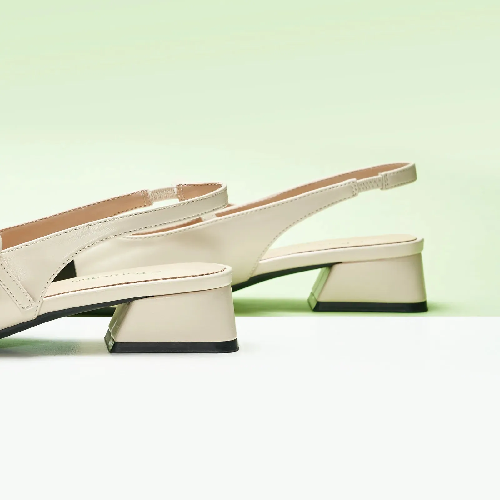 Cape Toe Block Heel Slingbacks(Kara F)