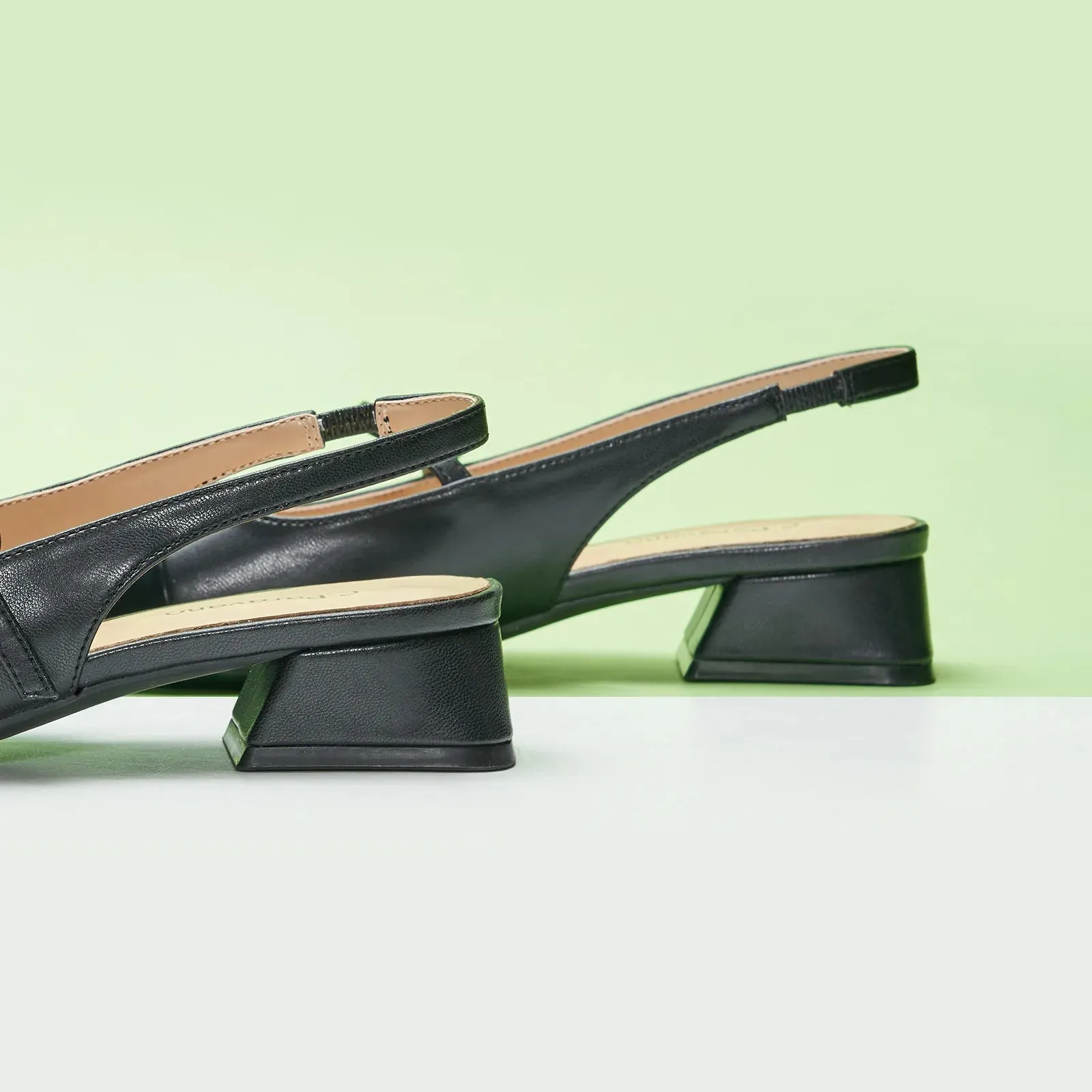 Cape Toe Block Heel Slingbacks(Kara F)