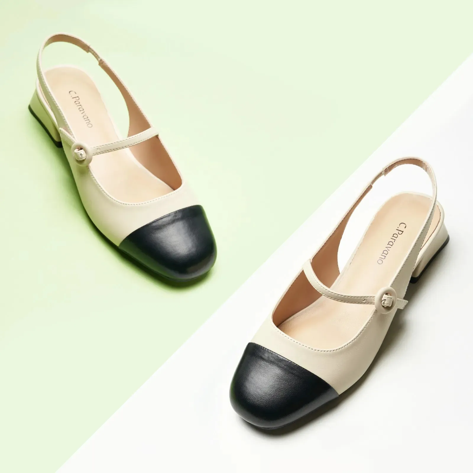 Cape Toe Block Heel Slingbacks(Kara F)