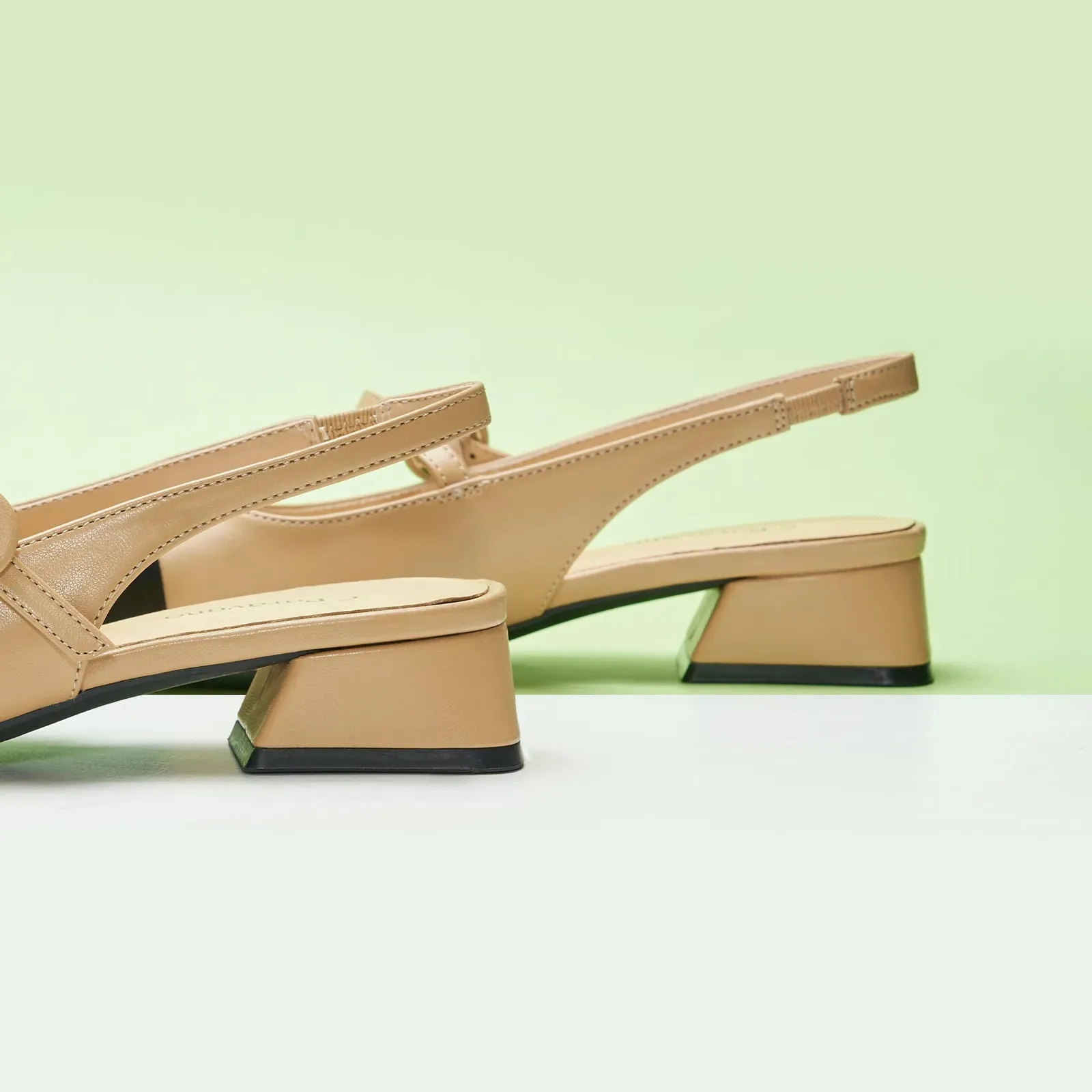 Cape Toe Block Heel Slingbacks(Kara F)