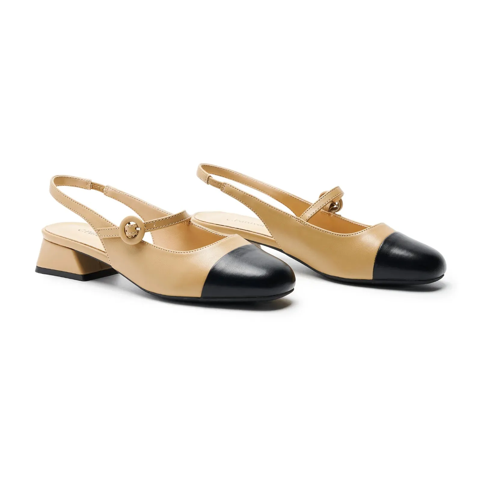 Cape Toe Block Heel Slingbacks(Kara F)