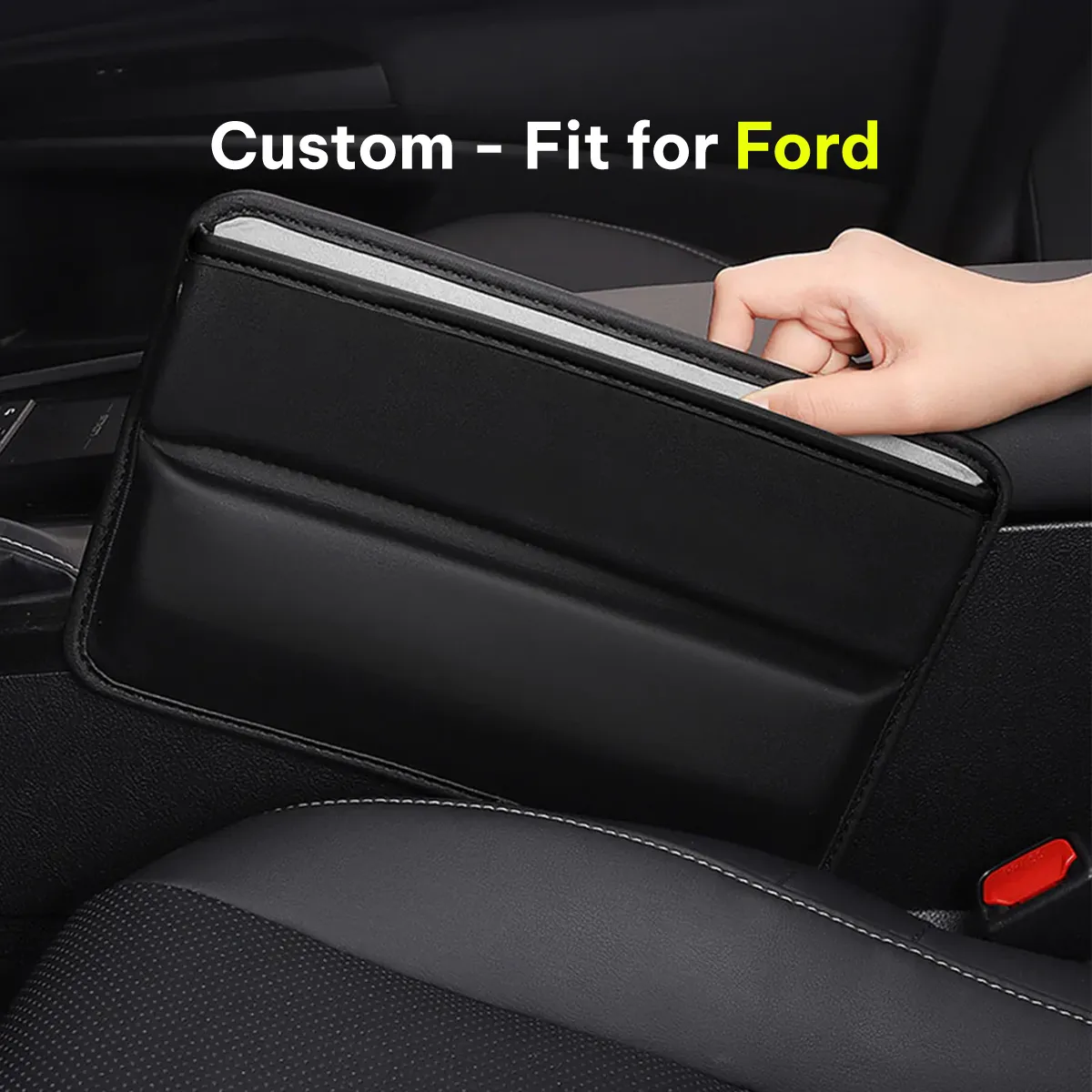 Car Seat Gap Filler Organizer, Custom-Fit For Car, Multifunctional PU Leather Console Side Pocket Organizer for Cellphones, Cards, Wallets, Keys WAFD226