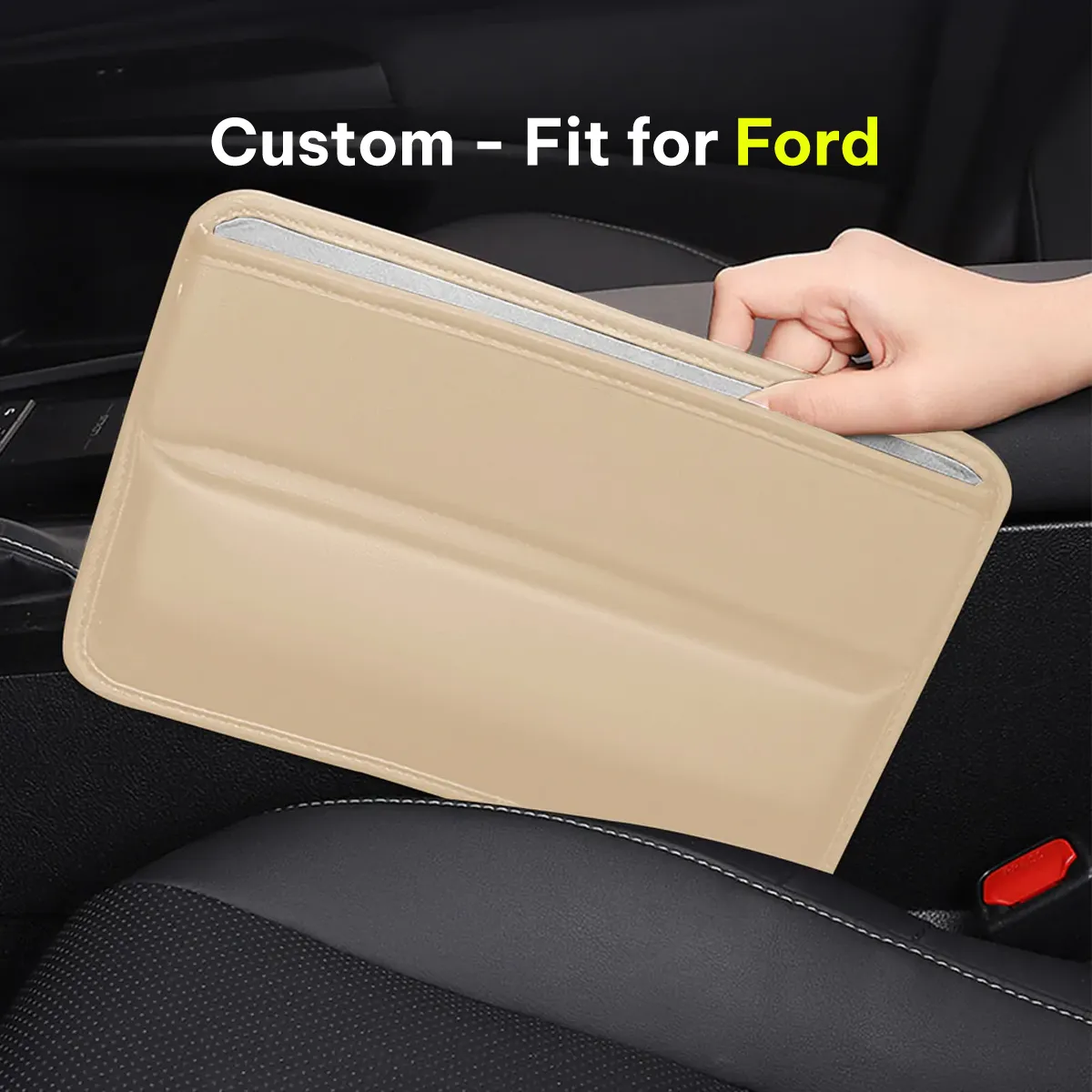 Car Seat Gap Filler Organizer, Custom-Fit For Car, Multifunctional PU Leather Console Side Pocket Organizer for Cellphones, Cards, Wallets, Keys WAFD226