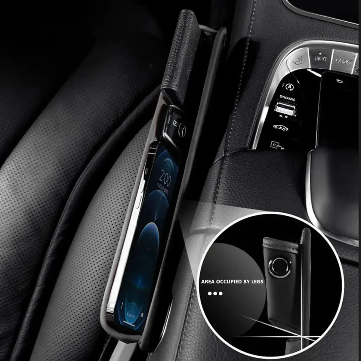 Car Seat Gap Filler Organizer, Custom-Fit For Car, Multifunctional PU Leather Console Side Pocket Organizer for Cellphones, Cards, Wallets, Keys WAFD226