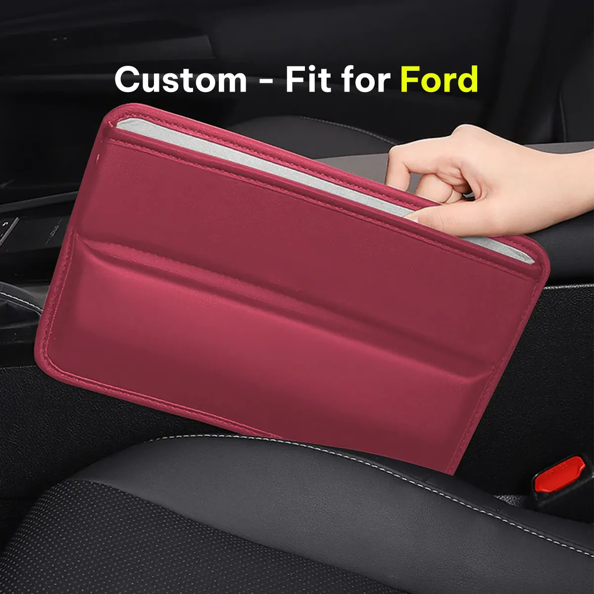 Car Seat Gap Filler Organizer, Custom-Fit For Car, Multifunctional PU Leather Console Side Pocket Organizer for Cellphones, Cards, Wallets, Keys WAFD226