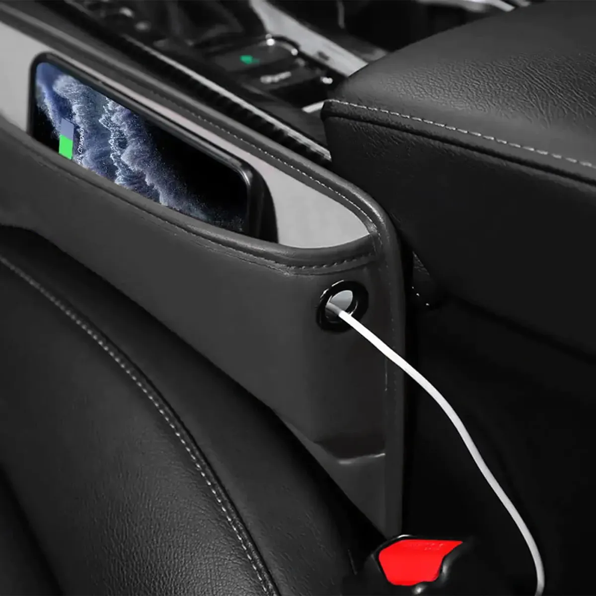 Car Seat Gap Filler Organizer, Custom-Fit For Car, Multifunctional PU Leather Console Side Pocket Organizer for Cellphones, Cards, Wallets, Keys WAFD226