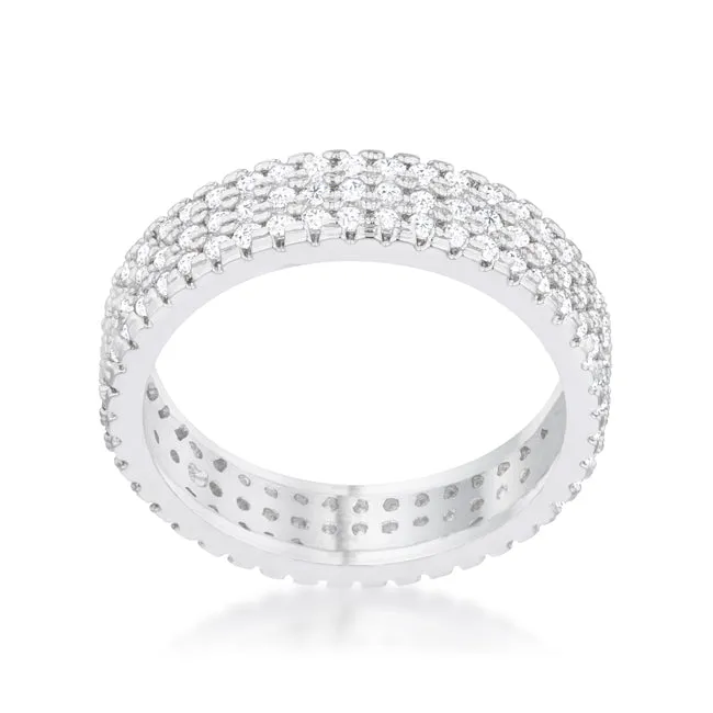 Chare CZ Cluster Eternity Silver Band Ring | 3.5ct