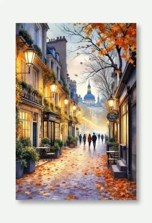 Charming Autumn Streets of Paris Wall Art Poster