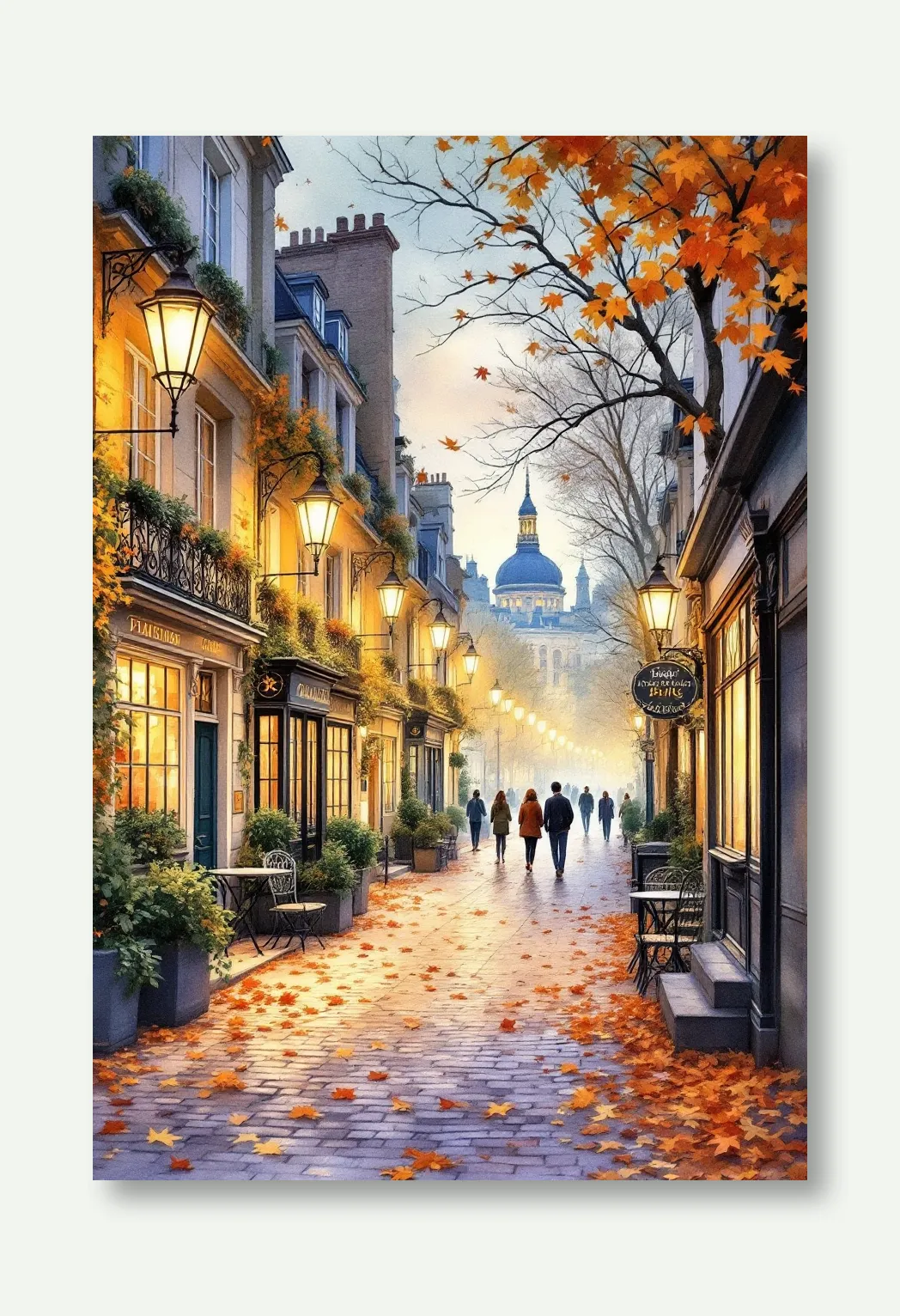 Charming Autumn Streets of Paris Wall Art Poster