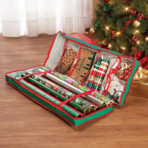 Christmas Gift Wrap Fabric Storage Bag (37x14x5.5") For Paper, Tags & Bows!