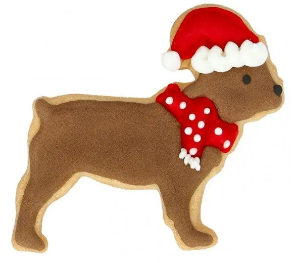 Christmas Mastiff Cookie Cutter with Embossed Detail