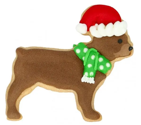 Christmas Mastiff Cookie Cutter with Embossed Detail