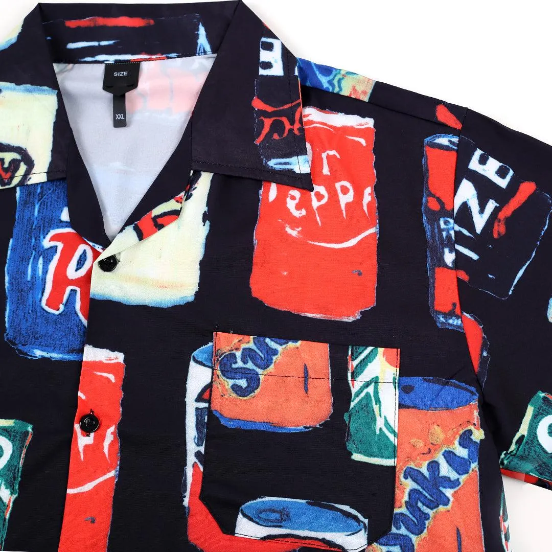 Classic Tin Designed Aloha Shirt - Black