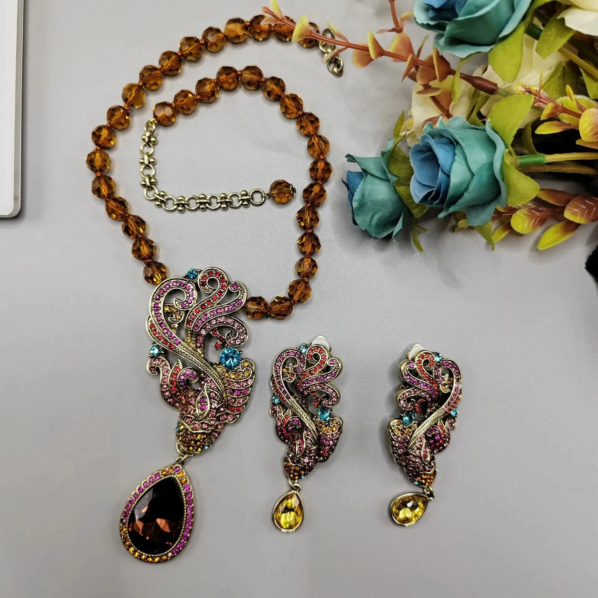 Classical Long Earrings Necklace Set