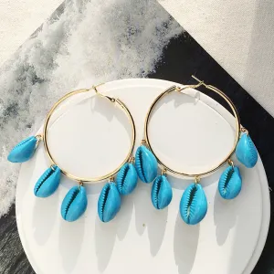 Colorful Seashell Earrings Bohemian Vacation Style Conch Earrings