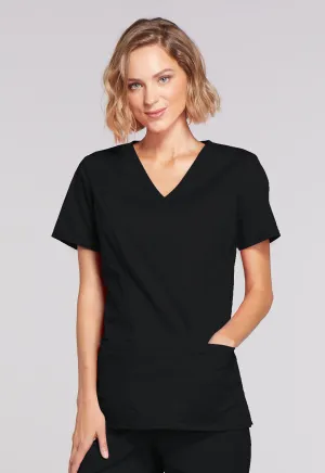 Core Stretch 4728 Mock Wrap Top Black