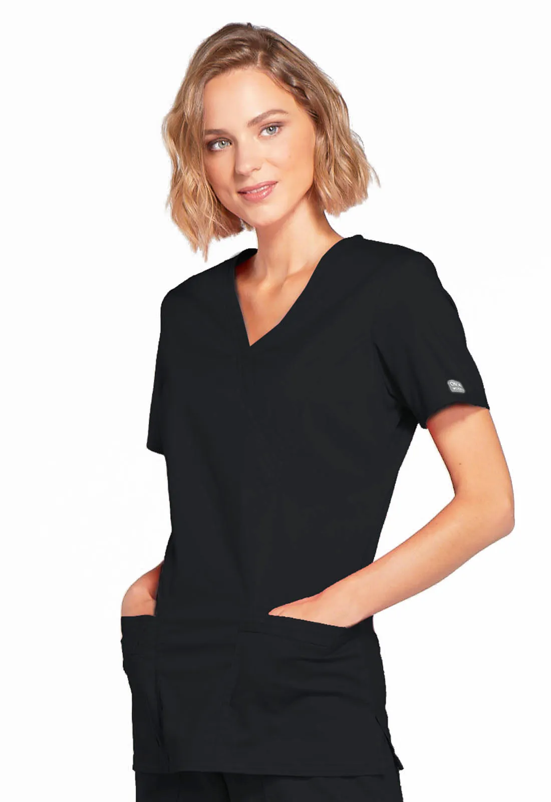 Core Stretch 4728 Mock Wrap Top Black