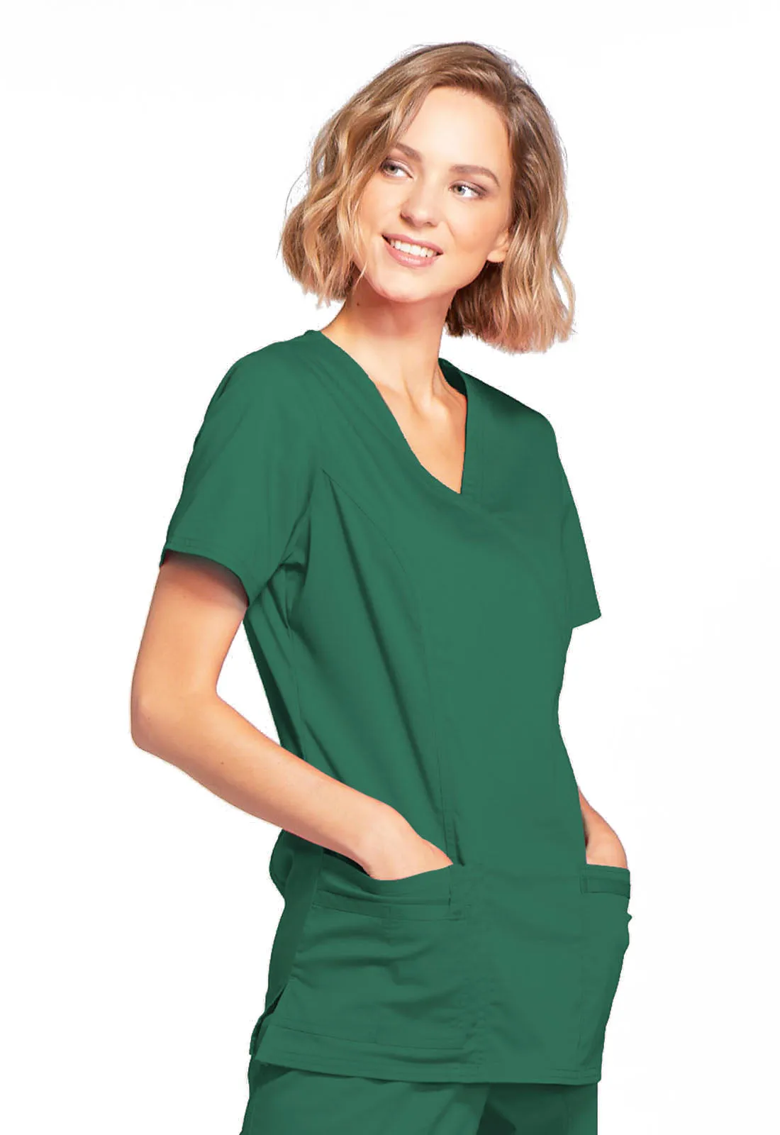Core Stretch 4728 Mock Wrap Top Hunter Green