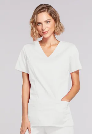 Core Stretch 4728 Mock Wrap Top White