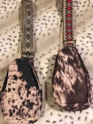 Cowhide Print Sling Bag
