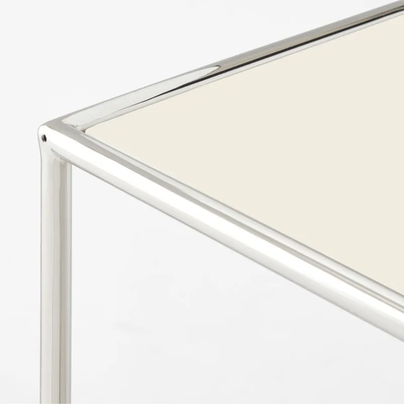 Crain Ivory Enameled Metal Side Table