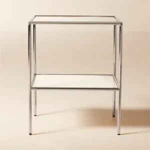 Crain Ivory Enameled Metal Side Table
