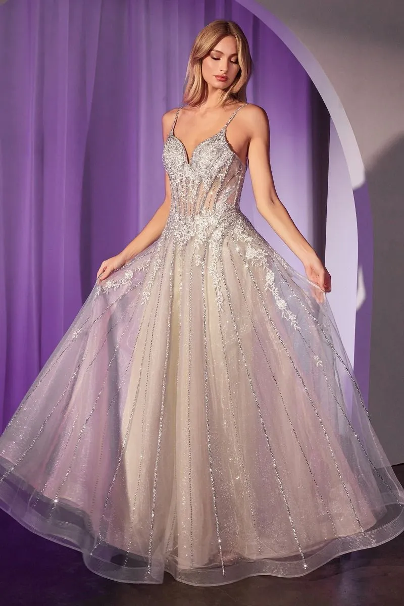 Crystal Embellished A-Line Tulle Dress (CD786)