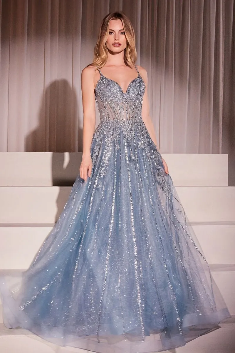 Crystal Embellished A-Line Tulle Dress (CD786)