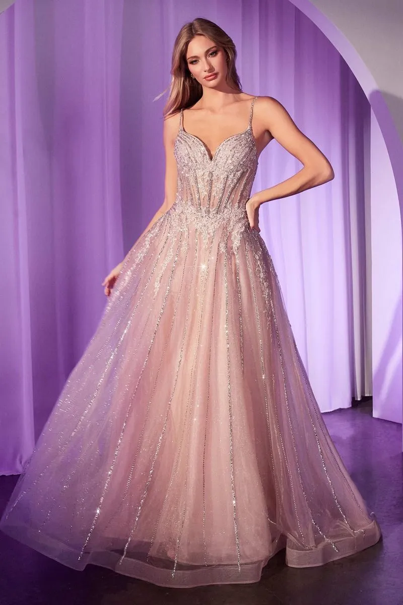 Crystal Embellished A-Line Tulle Dress (CD786)