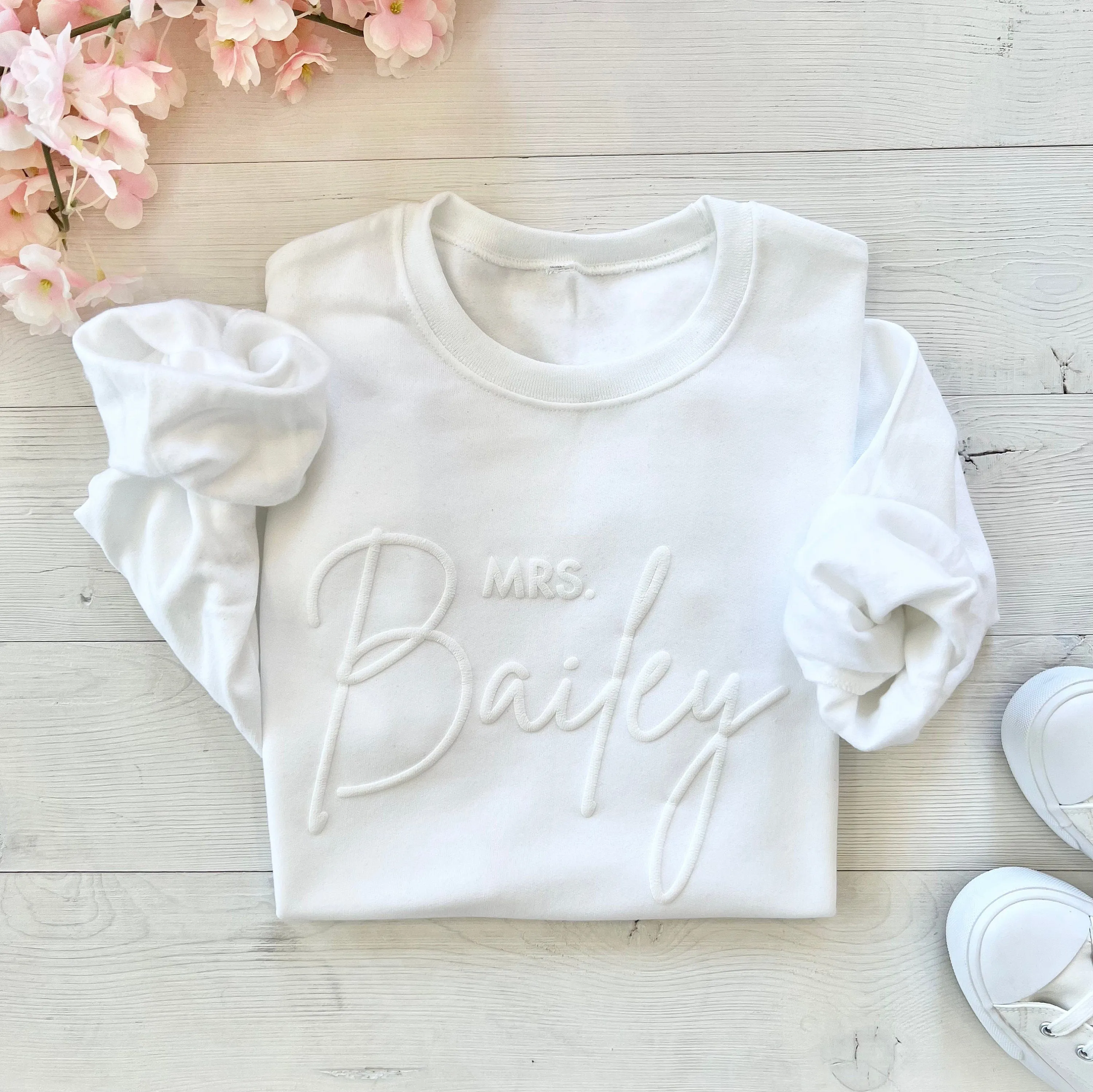 Custom Embossed Mrs. Crewneck Sweatshirt