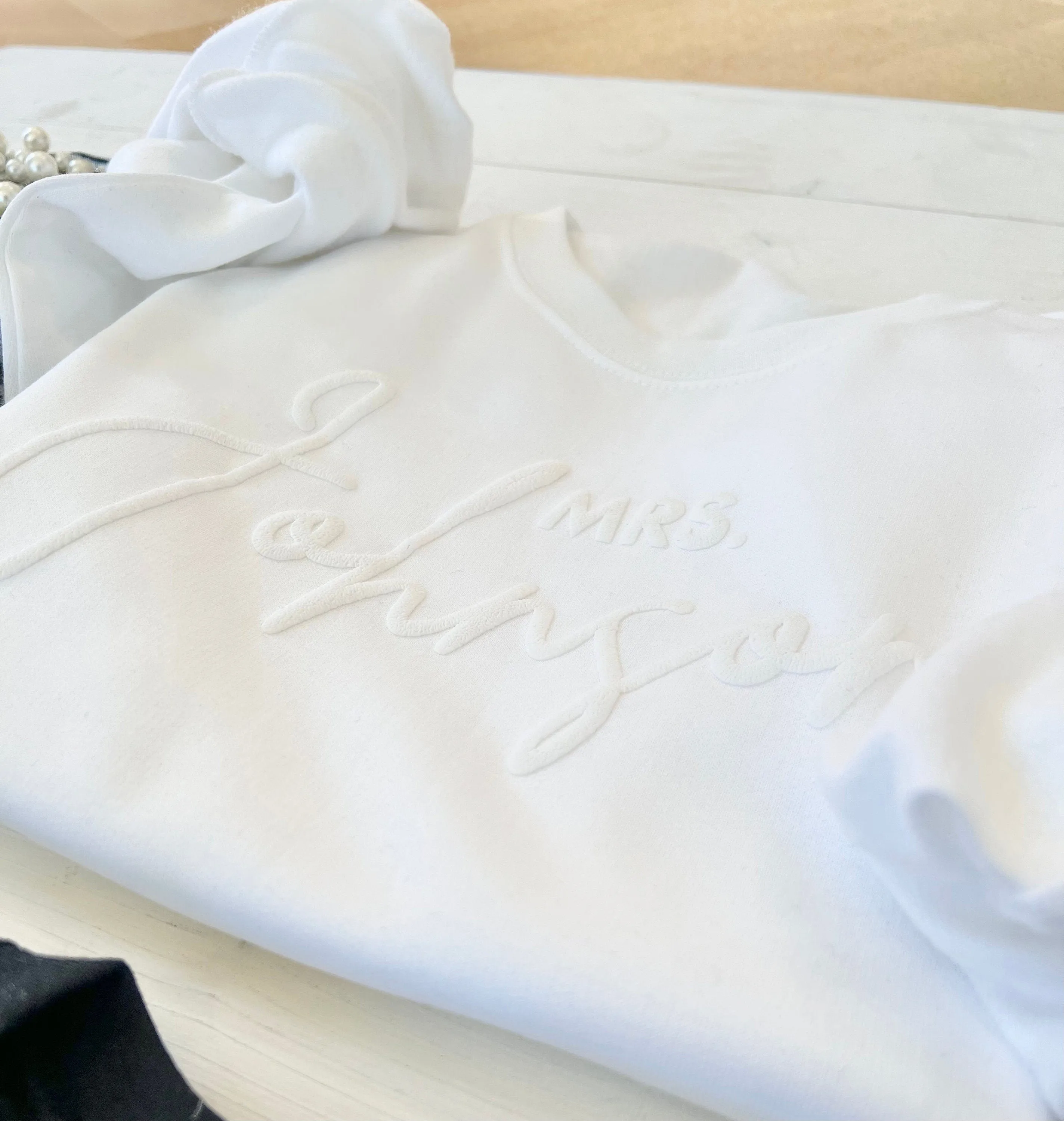 Custom Embossed Mrs. Crewneck Sweatshirt