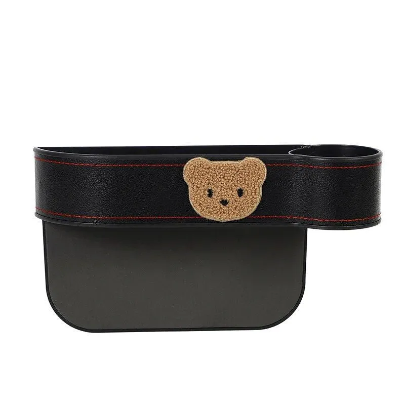 Cute Cartoon Bear Car Seat Gap Organizer with Tissue Holder