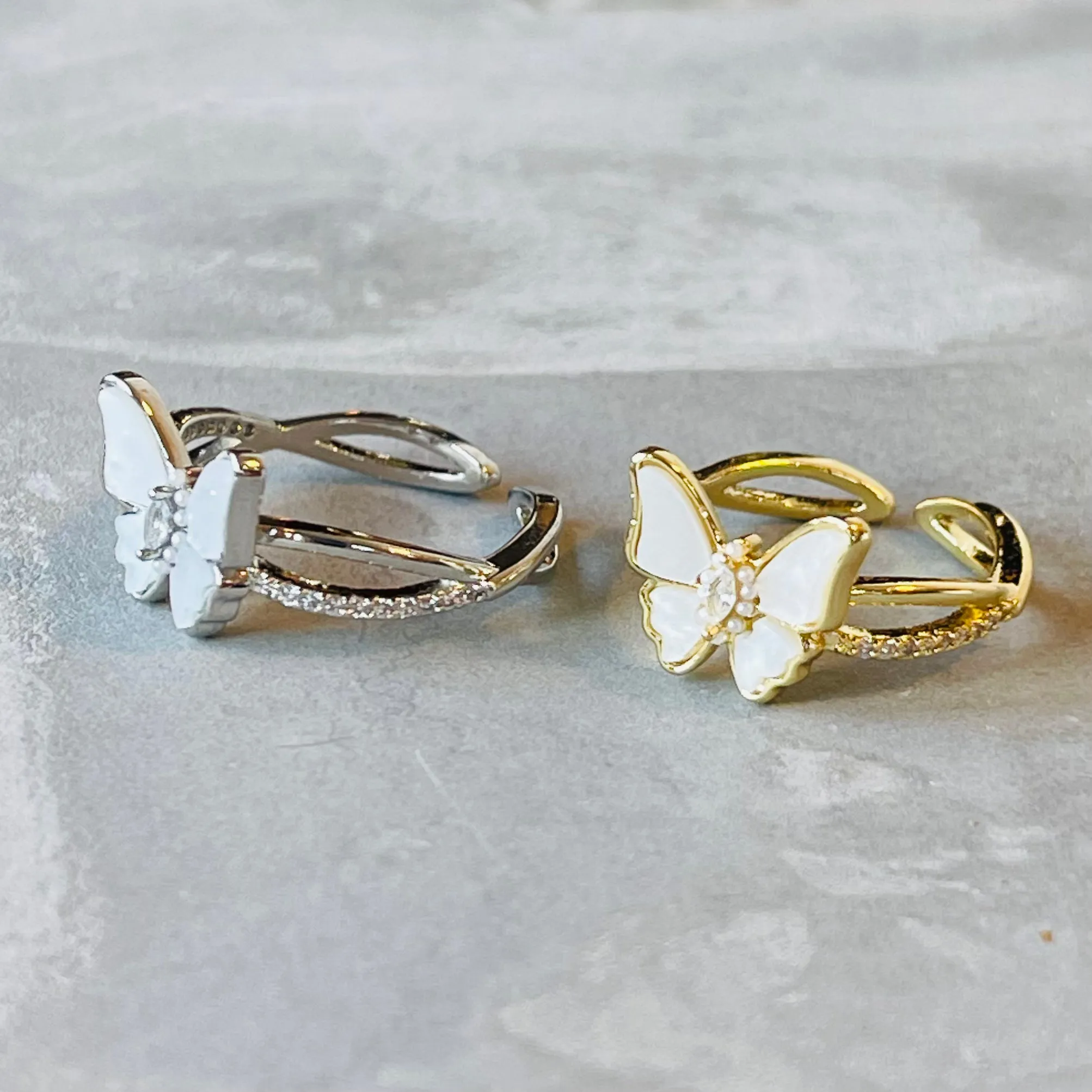 Dainty Butterfly Adjustable Stackable Ring, Elegant Charm