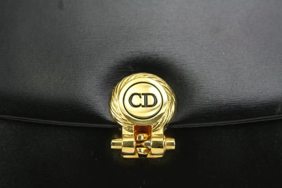 Dior Black Box Calf Leather Flap Chain Bag 827da9
