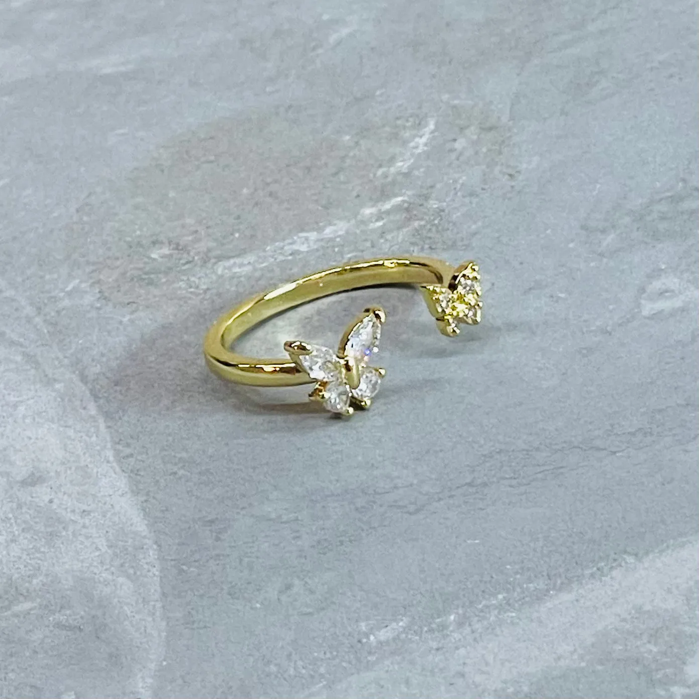 Double Butterfly Ring, Adjustable, Trendy, Holiday Gift 