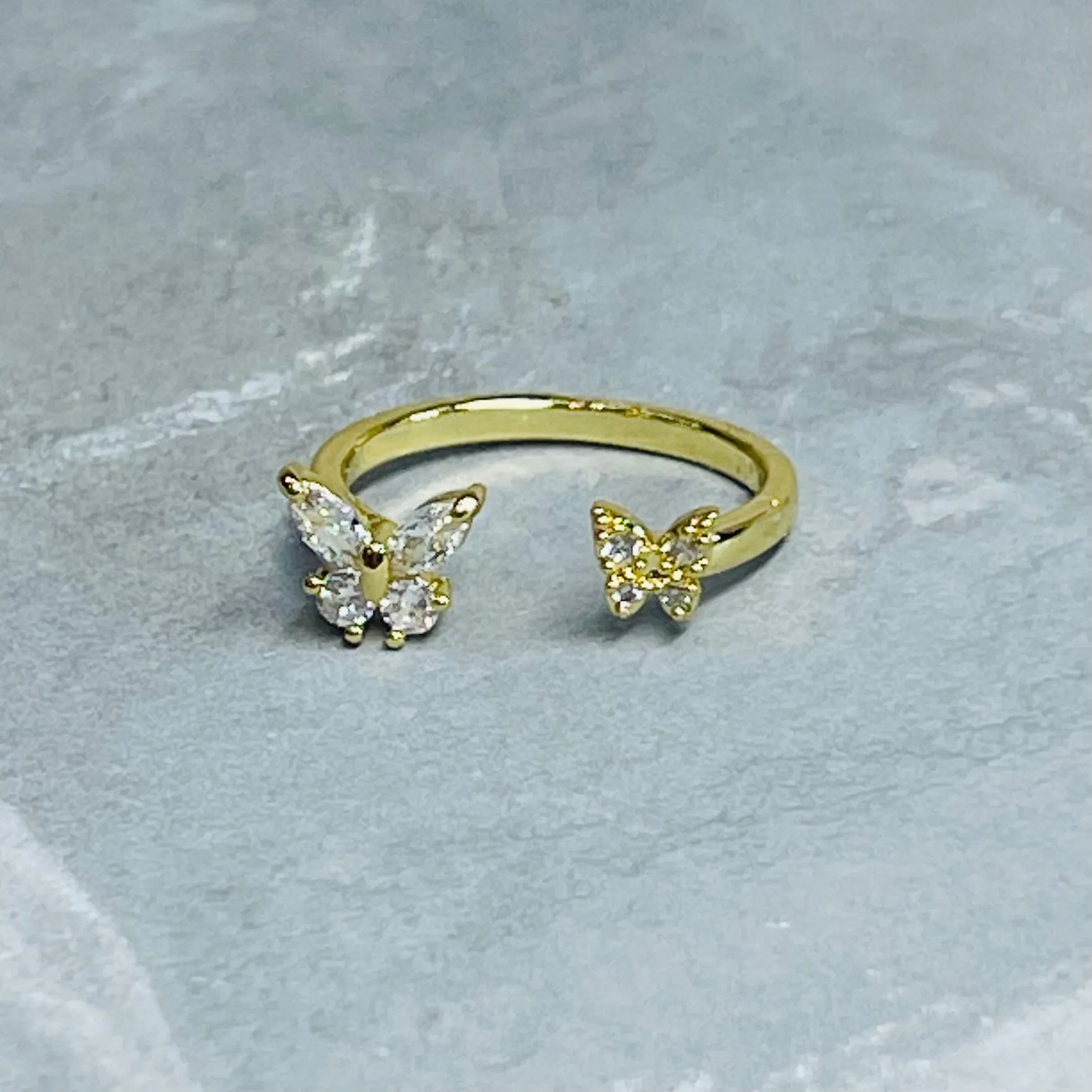 Double Butterfly Ring, Adjustable, Trendy, Holiday Gift 
