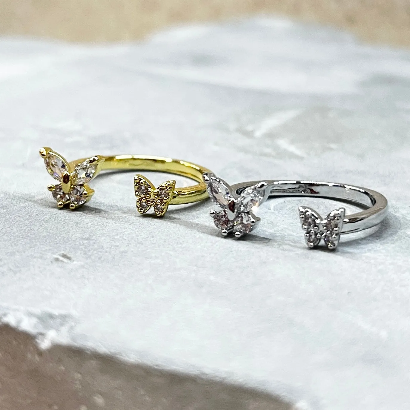 Double Butterfly Ring, Adjustable, Trendy, Holiday Gift 