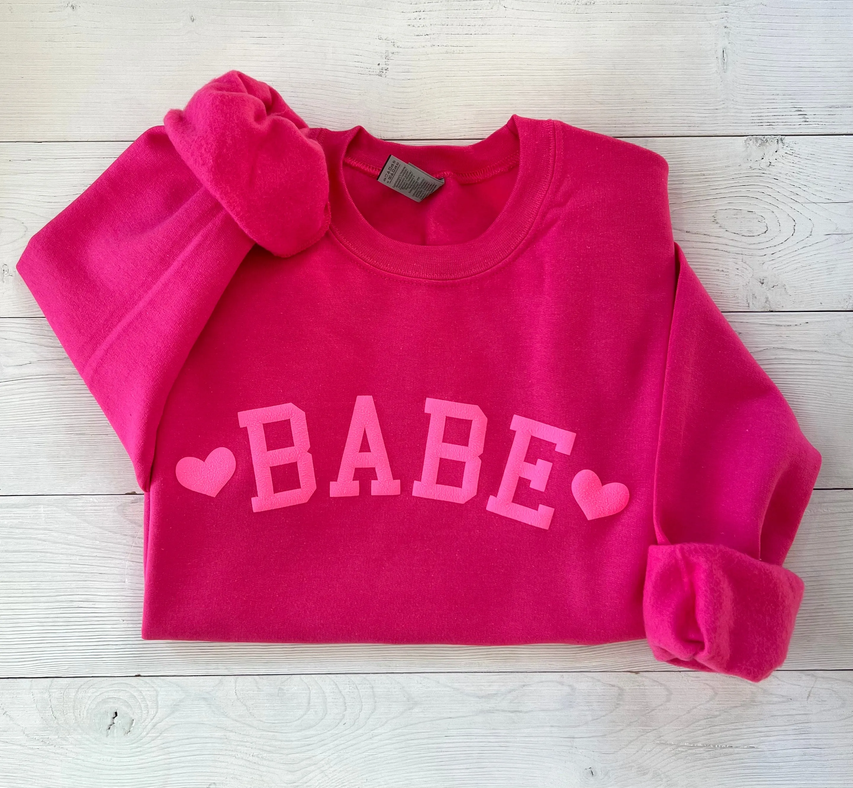 Embossed Babe Valentines Day Sweatshirt