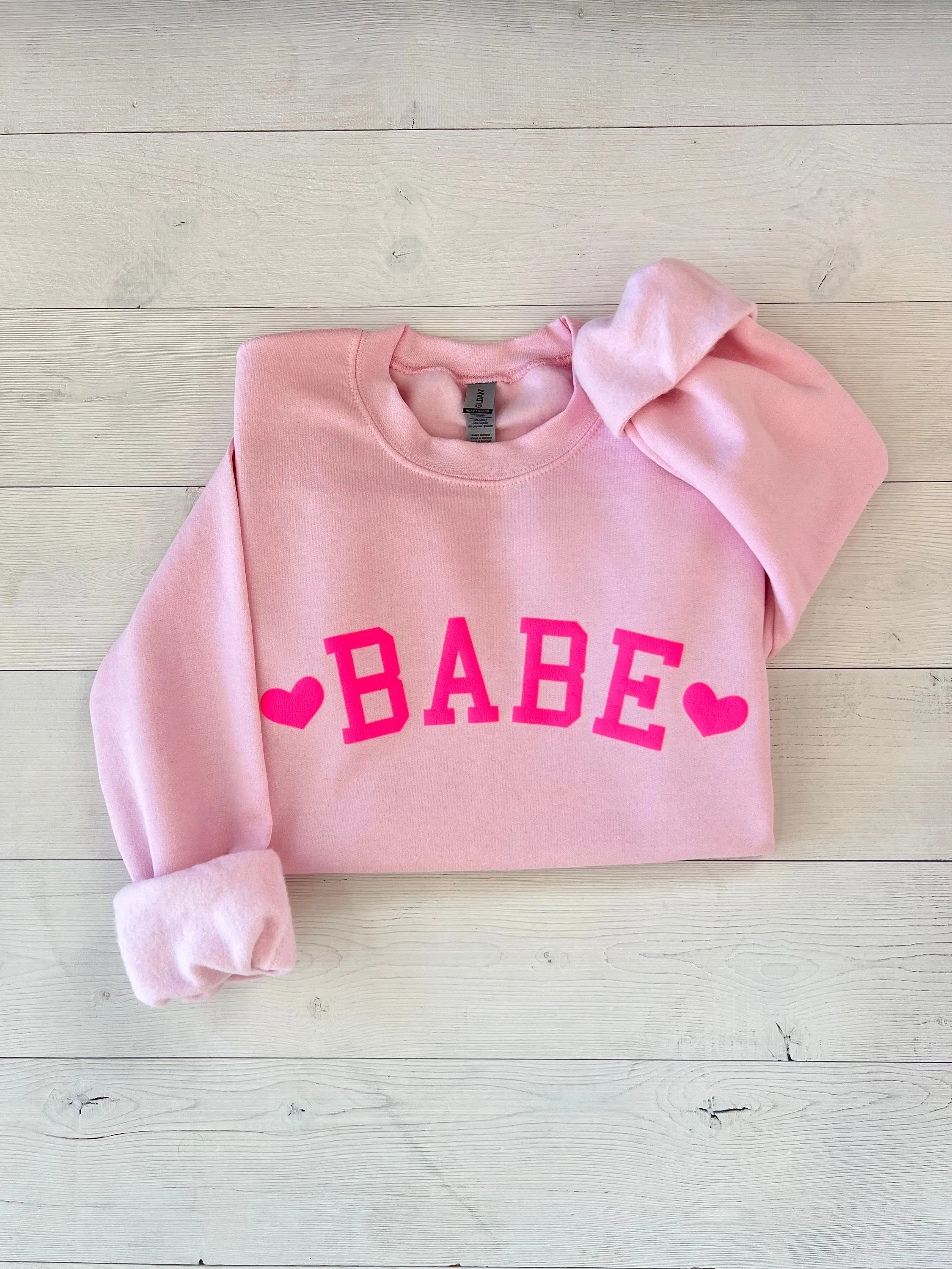 Embossed Babe Valentines Day Sweatshirt